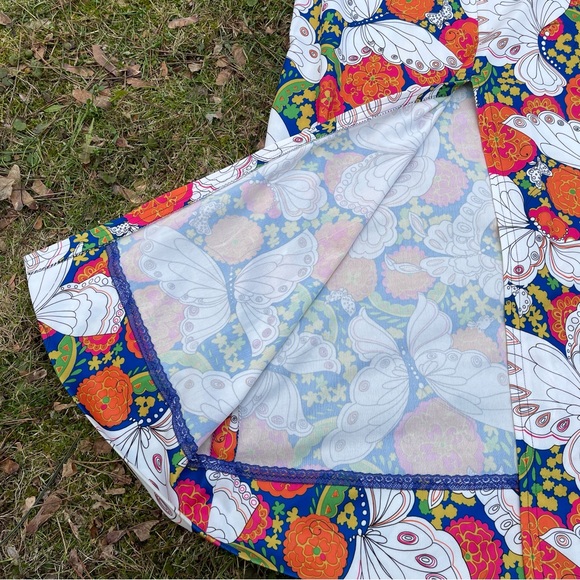 RARE Vintage Handmade maximalist groovy butterfly kaftan maxi dress - Picture 6 of 11